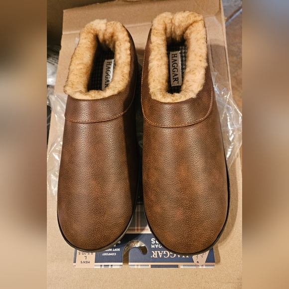 Haggar Memory Foam Men's Slippers/Houseshoes L Brown - Picture 1 of 6